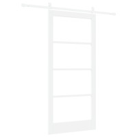 Produktbild för Skjutdörr ORKDAL Vit 93 x 202 cm Massivt tallträ och glas