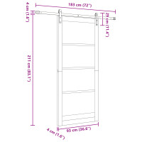 Produktbild för Skjutdörr ORKDAL Naturfärg 93 x 211 cm Massivt tallträ och glas