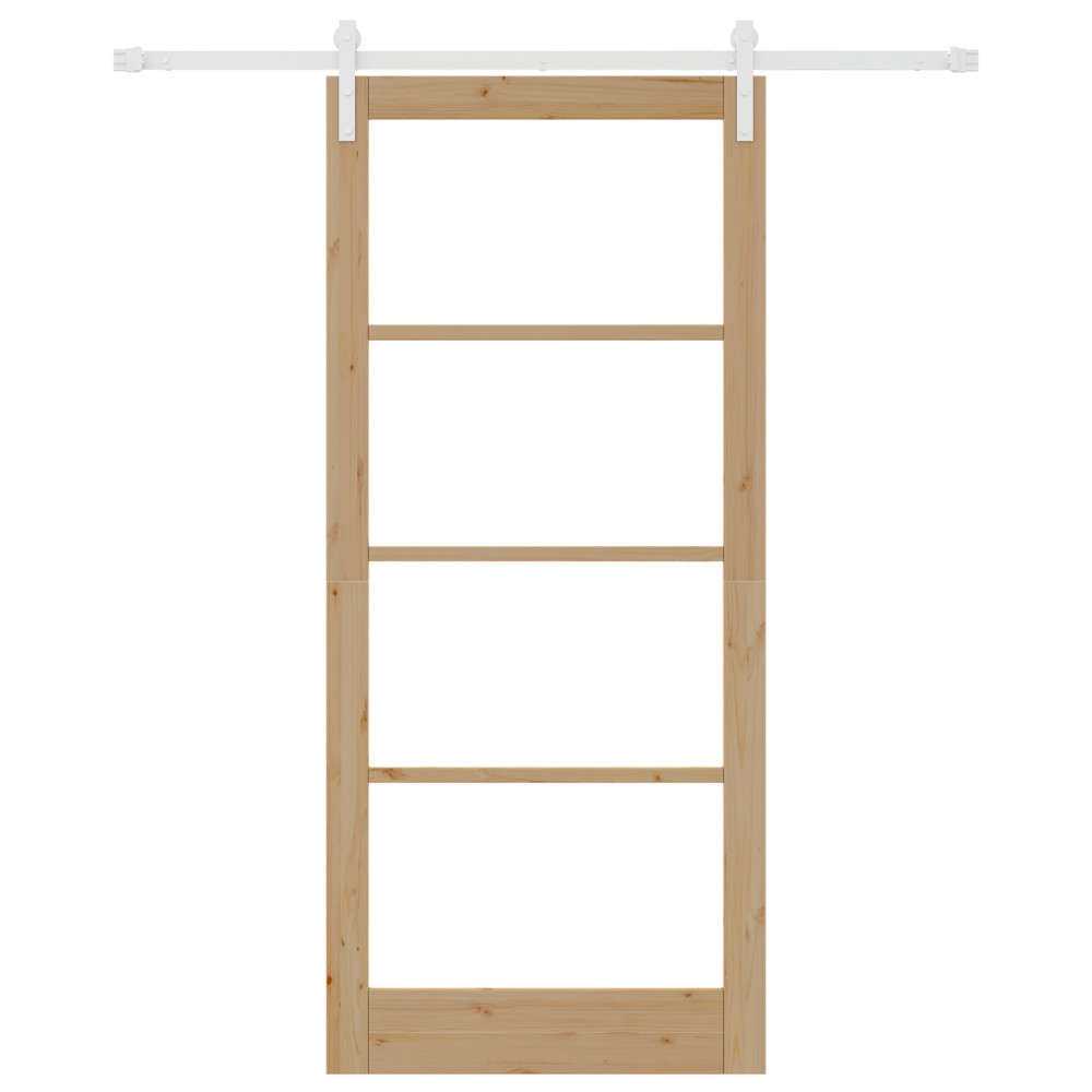 Produktbild för Skjutdörr ORKDAL Naturfärg 93 x 211 cm Massivt tallträ och glas