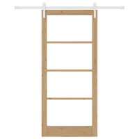 Produktbild för Skjutdörr ORKDAL Naturfärg 93 x 211 cm Massivt tallträ och glas