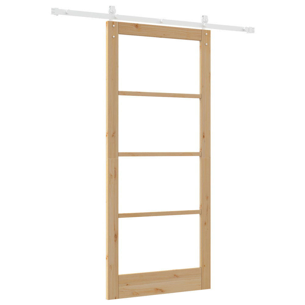 Produktbild för Skjutdörr ORKDAL Naturfärg 93 x 211 cm Massivt tallträ och glas