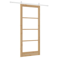Produktbild för Skjutdörr ORKDAL Naturfärg 93 x 211 cm Massivt tallträ och glas