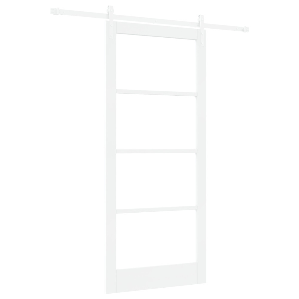 Produktbild för Skjutdörr ORKDAL Vit 93 x 211 cm Massivt tallträ och glas