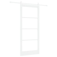 Produktbild för Skjutdörr ORKDAL Vit 93 x 211 cm Massivt tallträ och glas