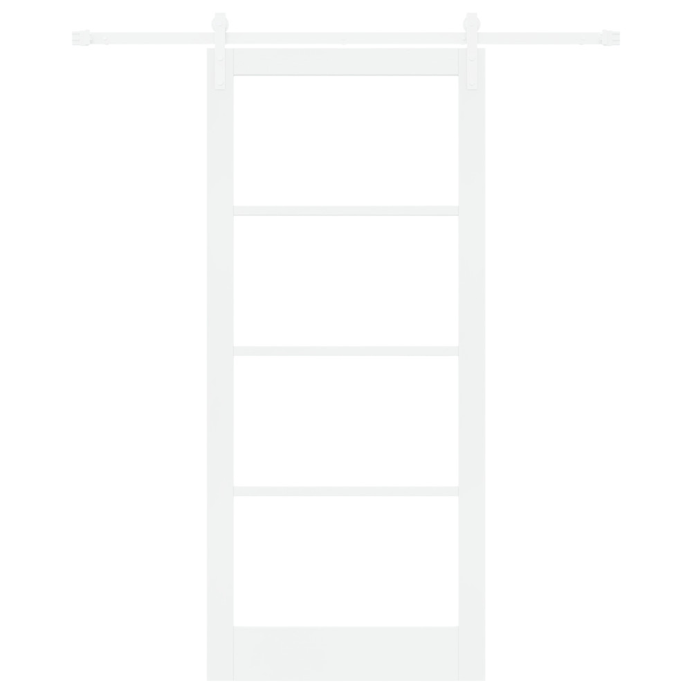 Produktbild för Skjutdörr ORKDAL Vit 93 x 211 cm Massivt tallträ och glas