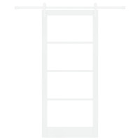Produktbild för Skjutdörr ORKDAL Vit 93 x 211 cm Massivt tallträ och glas