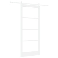 Produktbild för Skjutdörr ORKDAL Vit 93 x 211 cm Massivt tallträ och glas