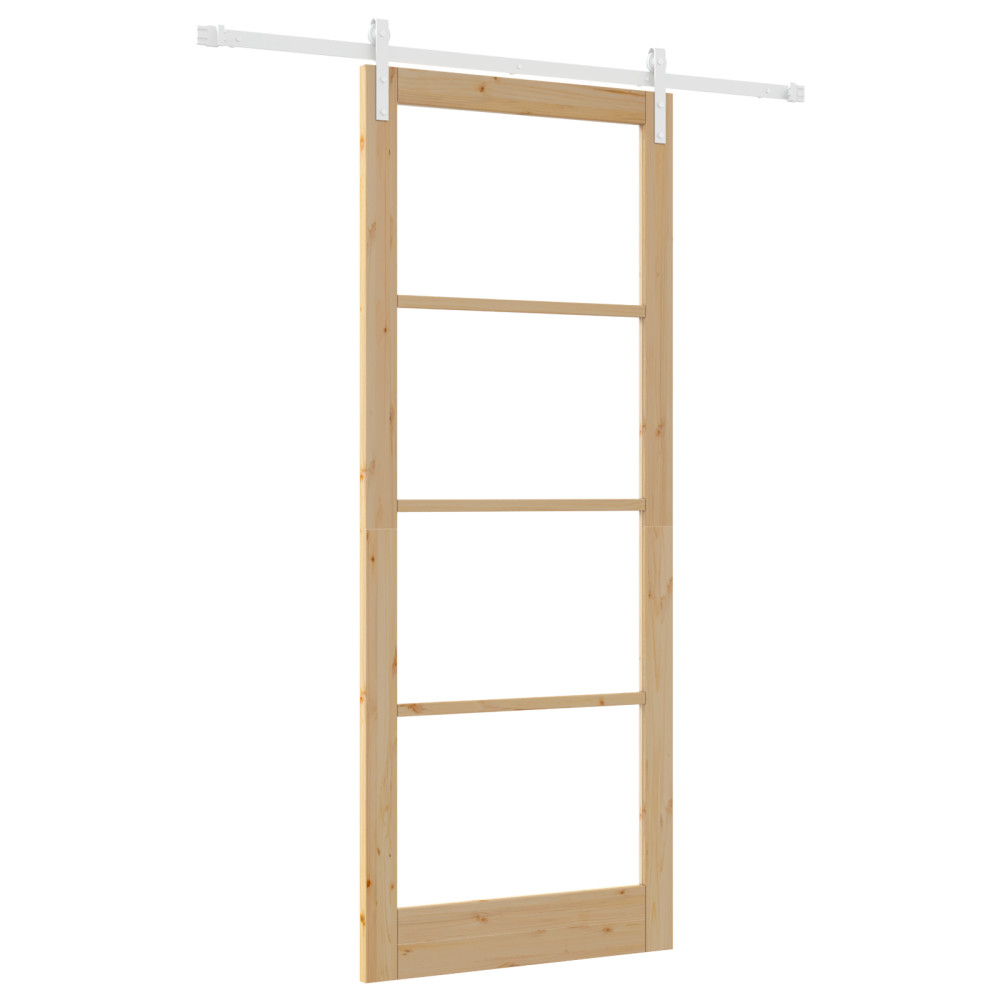 Produktbild för Skjutdörr ORKDAL Naturfärg 93 x 232 cm Massivt tallträ och glas