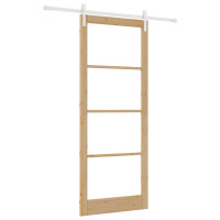 Produktbild för Skjutdörr ORKDAL Naturfärg 93 x 232 cm Massivt tallträ och glas