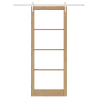 Produktbild för Skjutdörr ORKDAL Naturfärg 93 x 232 cm Massivt tallträ och glas