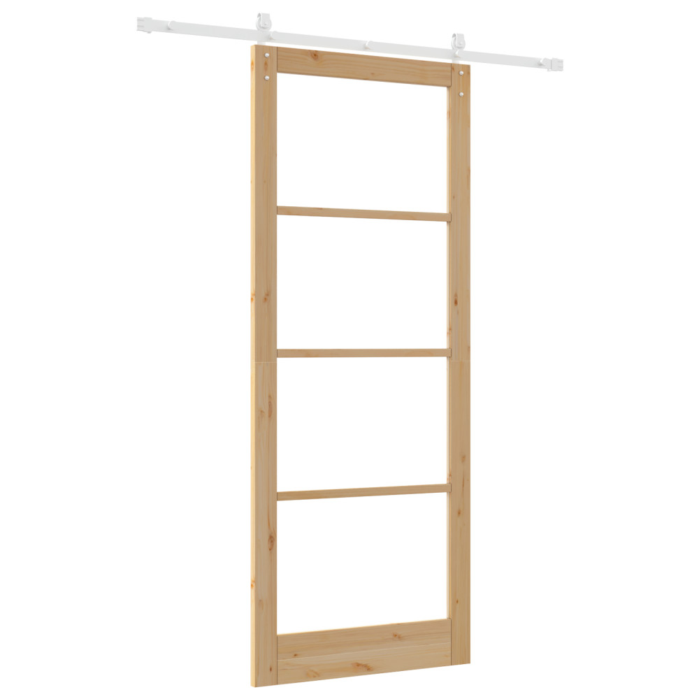 Produktbild för Skjutdörr ORKDAL Naturfärg 93 x 232 cm Massivt tallträ och glas