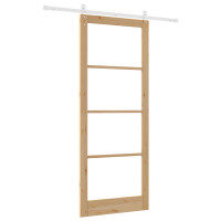 Produktbild för Skjutdörr ORKDAL Naturfärg 93 x 232 cm Massivt tallträ och glas