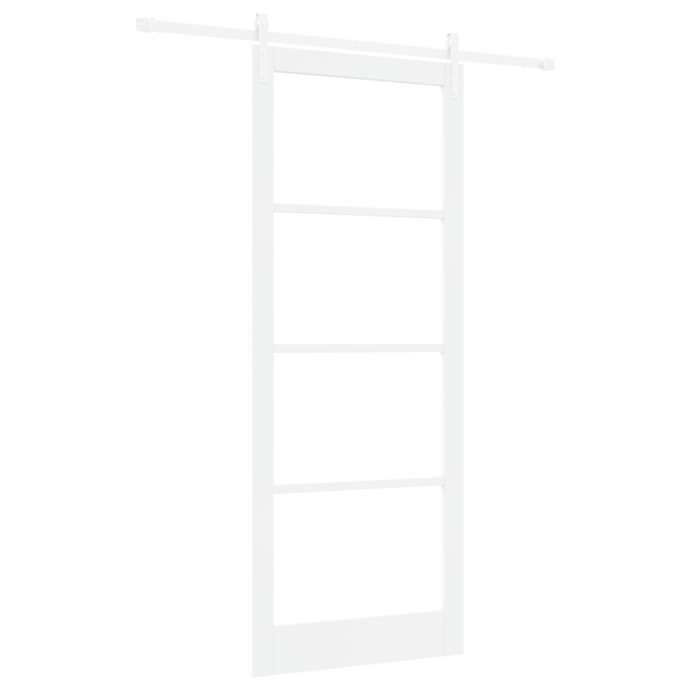 Produktbild för Skjutdörr ORKDAL Vit 93 x 232 cm Massivt tallträ och glas