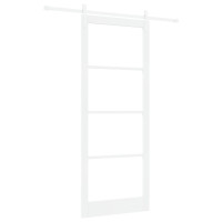 Produktbild för Skjutdörr ORKDAL Vit 93 x 232 cm Massivt tallträ och glas