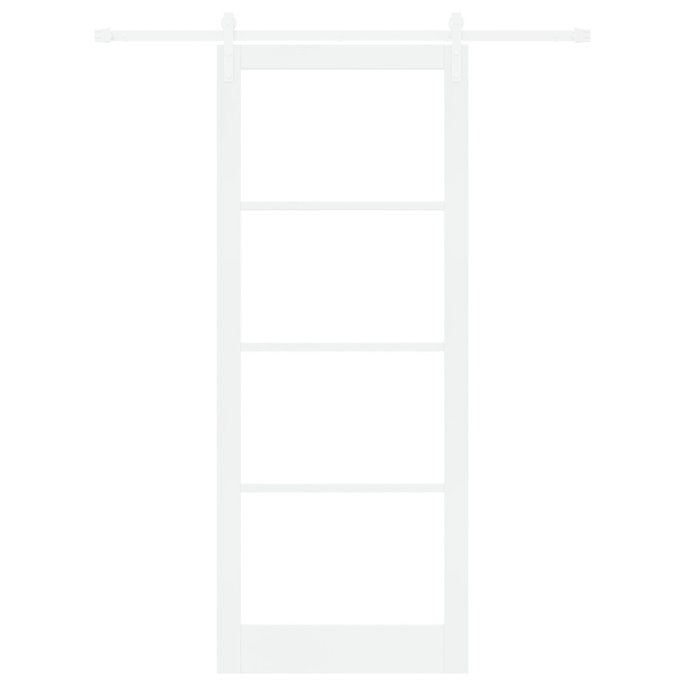Produktbild för Skjutdörr ORKDAL Vit 93 x 232 cm Massivt tallträ och glas