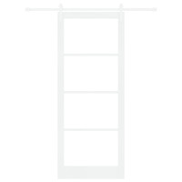 Produktbild för Skjutdörr ORKDAL Vit 93 x 232 cm Massivt tallträ och glas