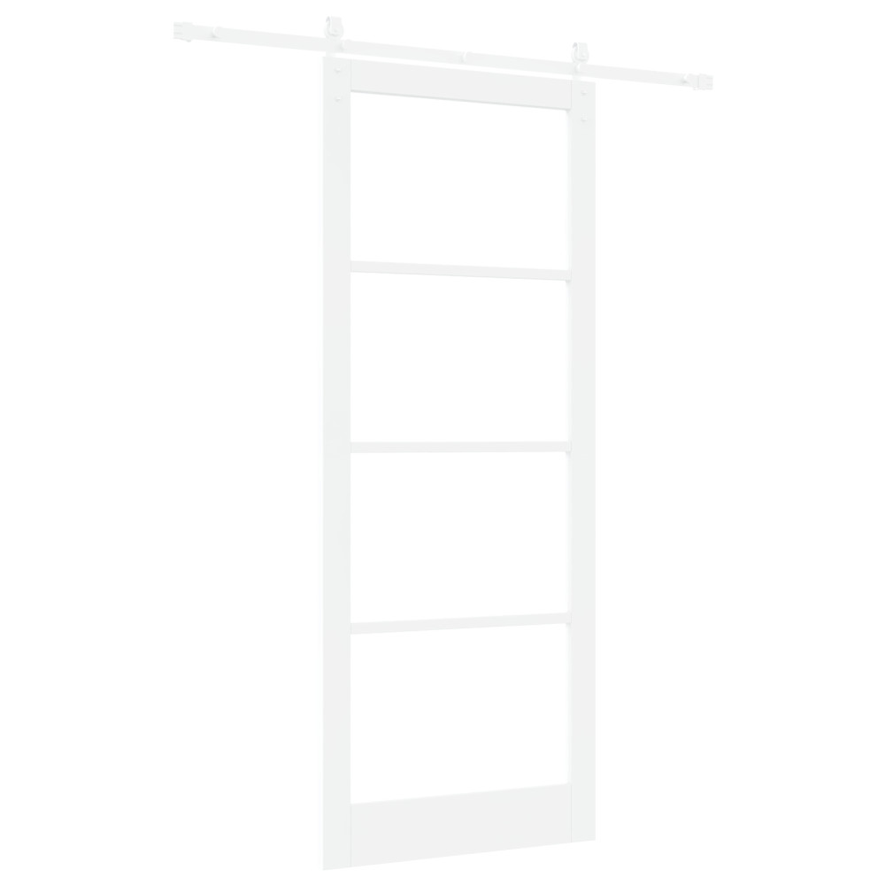 Produktbild för Skjutdörr ORKDAL Vit 93 x 232 cm Massivt tallträ och glas