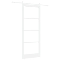 Produktbild för Skjutdörr ORKDAL Vit 93 x 232 cm Massivt tallträ och glas