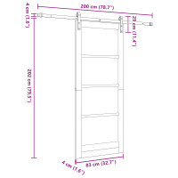 Produktbild för Skjutdörr ORKDAL Vit 83 x 202 cm Massivt tallträ och glas