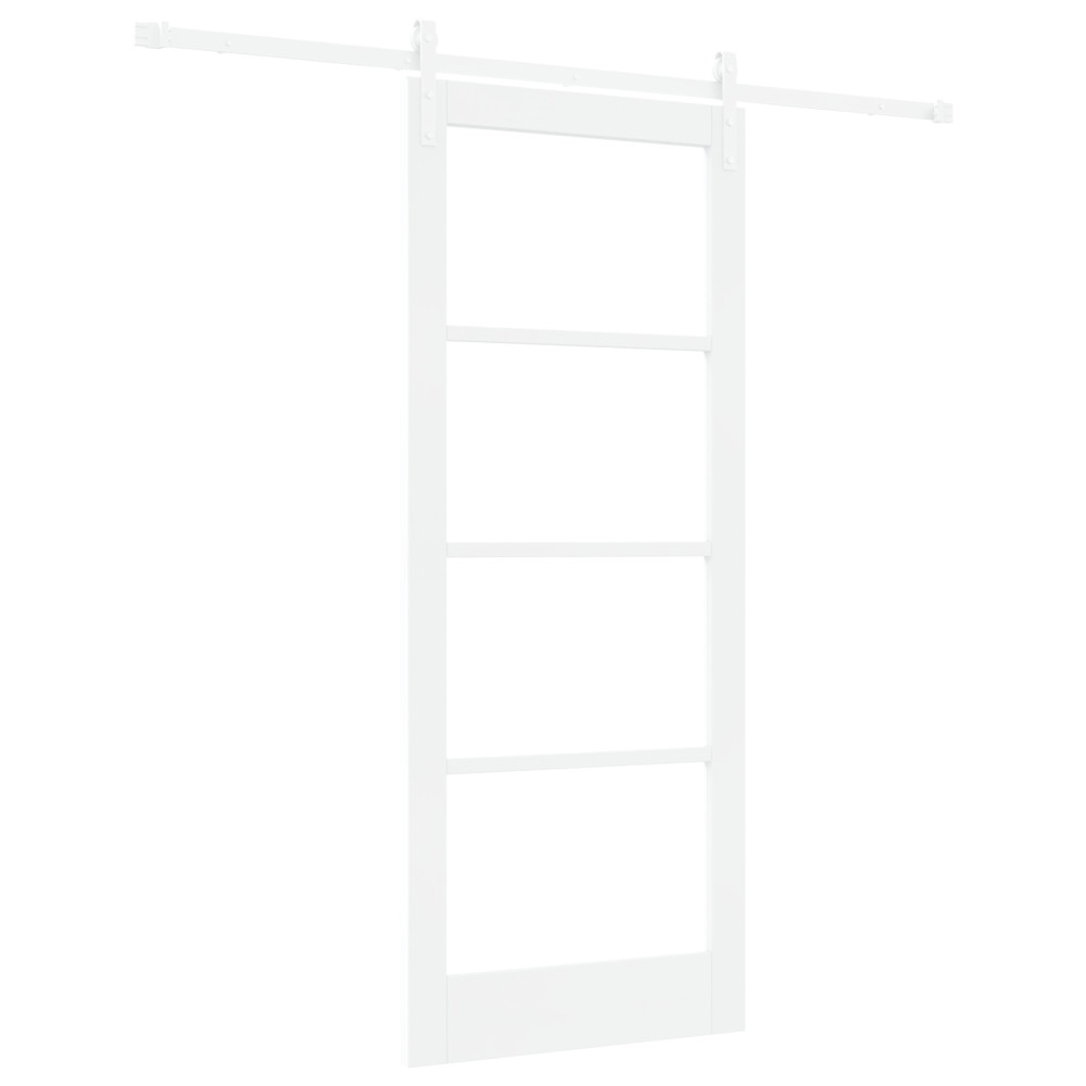 Produktbild för Skjutdörr ORKDAL Vit 83 x 202 cm Massivt tallträ och glas
