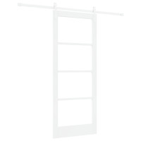 Produktbild för Skjutdörr ORKDAL Vit 83 x 202 cm Massivt tallträ och glas
