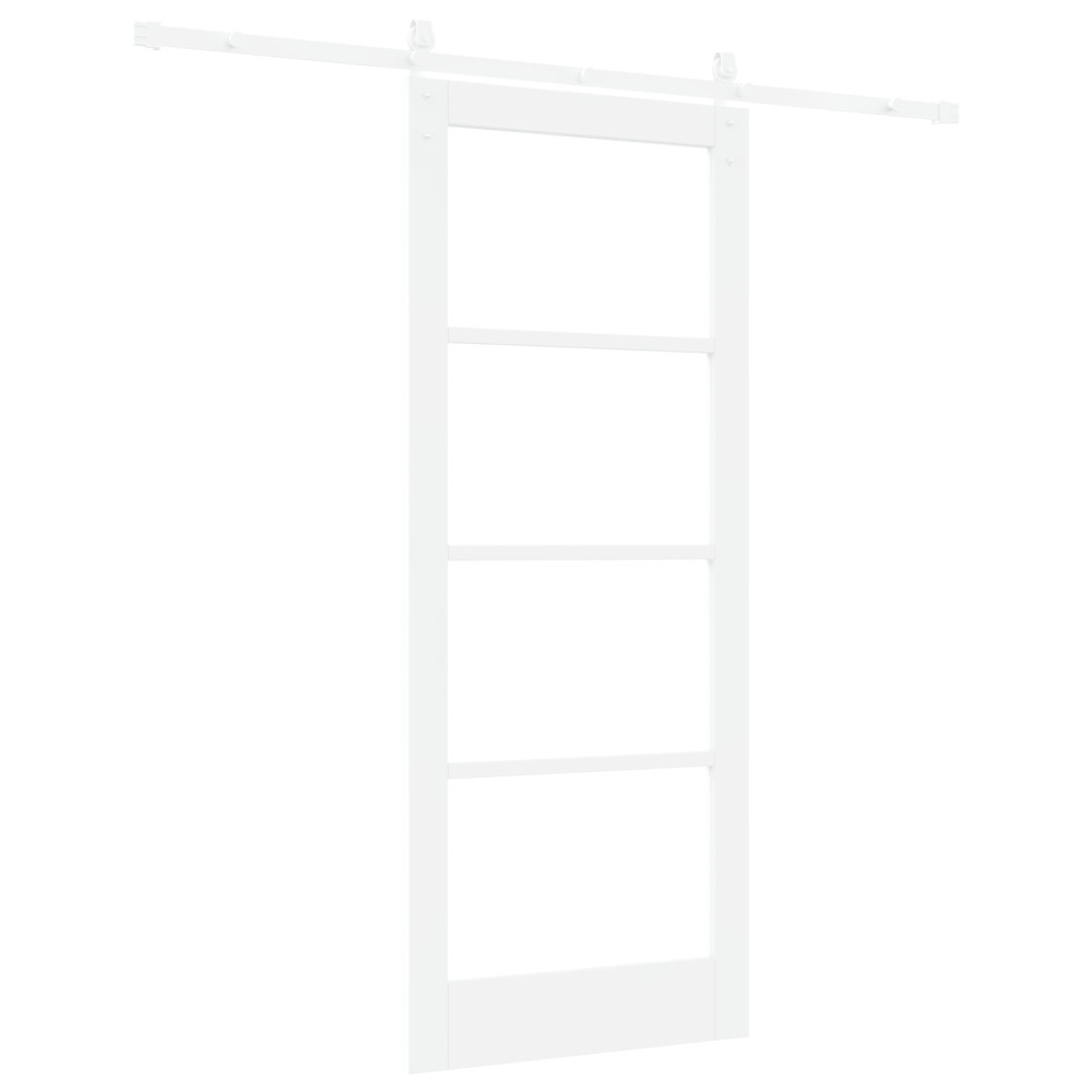 Produktbild för Skjutdörr ORKDAL Vit 83 x 202 cm Massivt tallträ och glas
