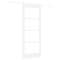 Produktbild för Skjutdörr ORKDAL Vit 83 x 202 cm Massivt tallträ och glas