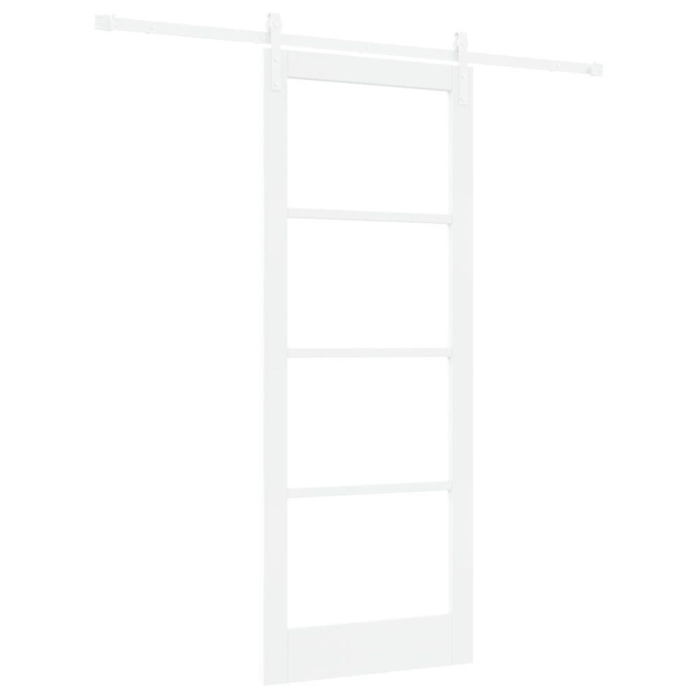 Produktbild för Skjutdörr ORKDAL Vit 83 x 211 cm Massivt tallträ och glas