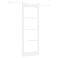 Produktbild för Skjutdörr ORKDAL Vit 83 x 211 cm Massivt tallträ och glas