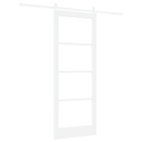 Produktbild för Skjutdörr ORKDAL Vit 83 x 211 cm Massivt tallträ och glas