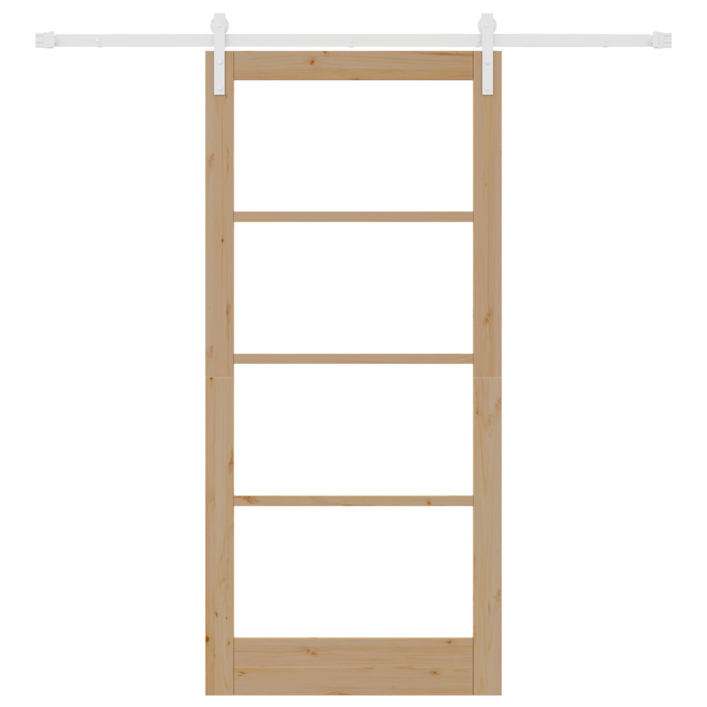 Produktbild för Skjutdörr ORKDAL Naturfärg 93 x 202 cm Massivt tallträ och glas