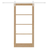 Produktbild för Skjutdörr ORKDAL Naturfärg 93 x 202 cm Massivt tallträ och glas