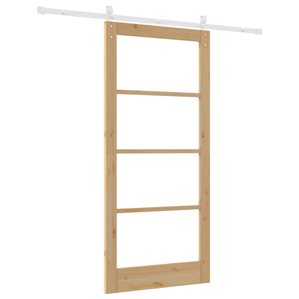 Produktbild för Skjutdörr ORKDAL Naturfärg 93 x 202 cm Massivt tallträ och glas