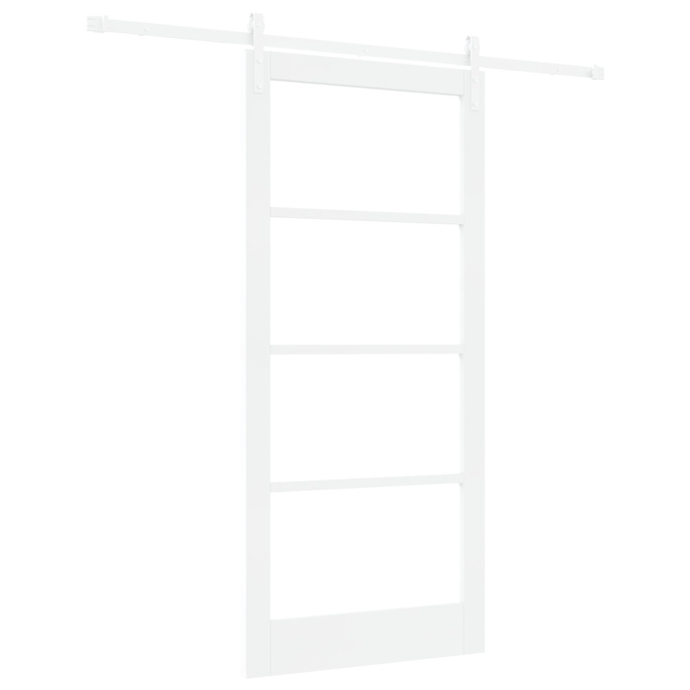 Produktbild för Skjutdörr ORKDAL Vit 93 x 202 cm Massivt tallträ och glas
