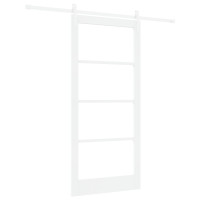 Produktbild för Skjutdörr ORKDAL Vit 93 x 202 cm Massivt tallträ och glas