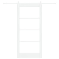 Produktbild för Skjutdörr ORKDAL Vit 93 x 202 cm Massivt tallträ och glas