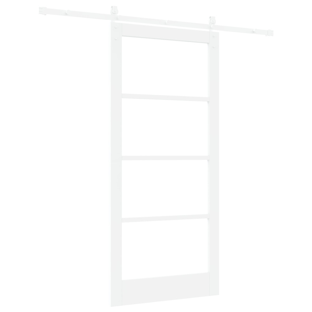 Produktbild för Skjutdörr ORKDAL Vit 93 x 202 cm Massivt tallträ och glas