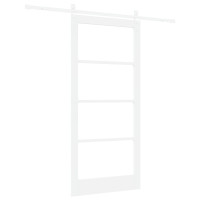 Produktbild för Skjutdörr ORKDAL Vit 93 x 202 cm Massivt tallträ och glas
