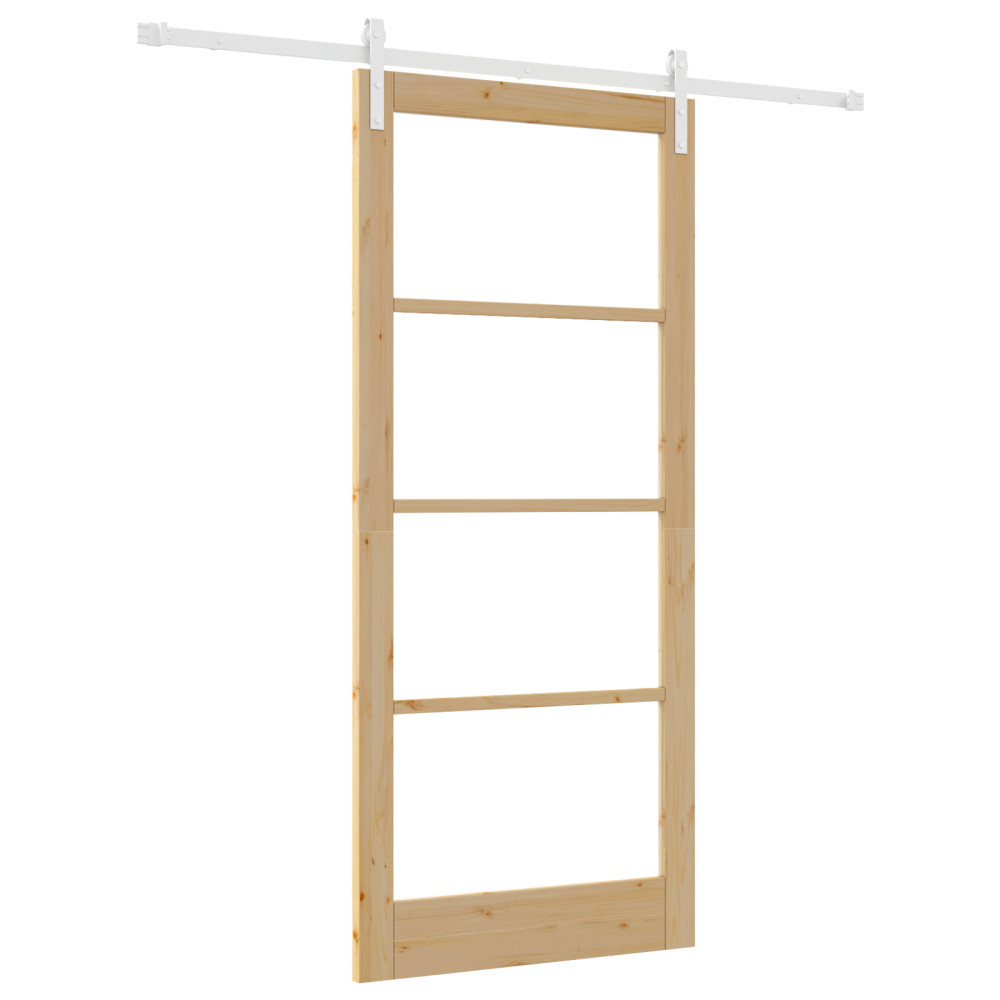 Produktbild för Skjutdörr ORKDAL Naturfärg 93 x 211 cm Massivt tallträ och glas
