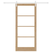 Produktbild för Skjutdörr ORKDAL Naturfärg 93 x 211 cm Massivt tallträ och glas