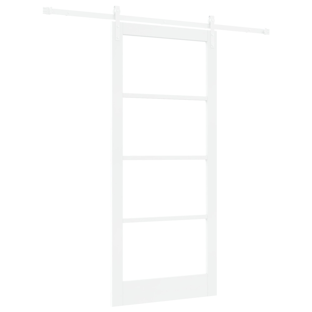 Produktbild för Skjutdörr ORKDAL Vit 93 x 211 cm Massivt tallträ och glas