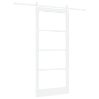 Produktbild för Skjutdörr ORKDAL Vit 93 x 211 cm Massivt tallträ och glas