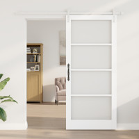 Produktbild för Skjutdörr ORKDAL Vit 93 x 211 cm Massivt tallträ och glas
