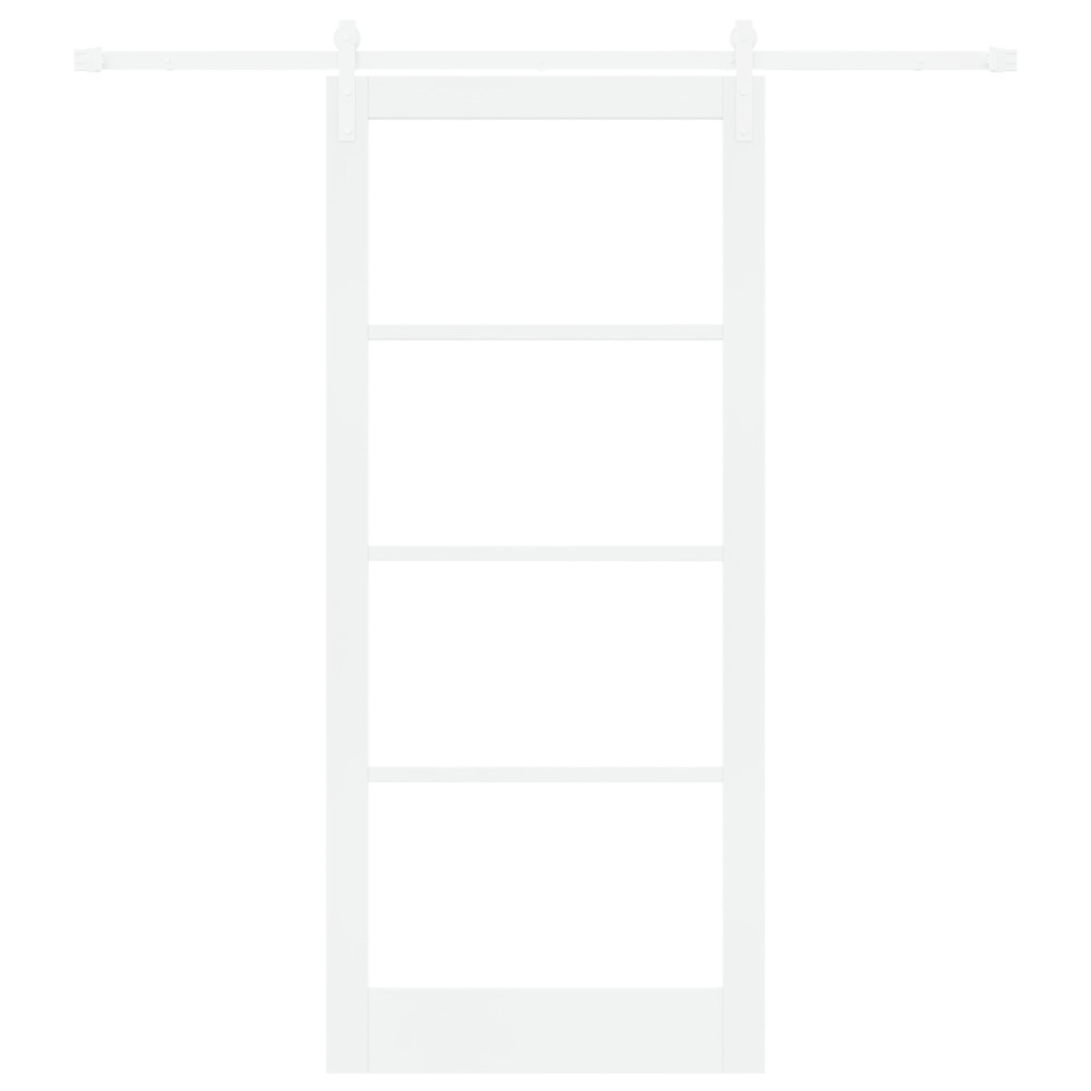 Produktbild för Skjutdörr ORKDAL Vit 93 x 211 cm Massivt tallträ och glas