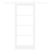 Produktbild för Skjutdörr ORKDAL Vit 93 x 211 cm Massivt tallträ och glas