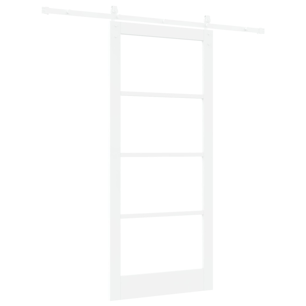 Produktbild för Skjutdörr ORKDAL Vit 93 x 211 cm Massivt tallträ och glas