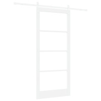 Produktbild för Skjutdörr ORKDAL Vit 93 x 211 cm Massivt tallträ och glas