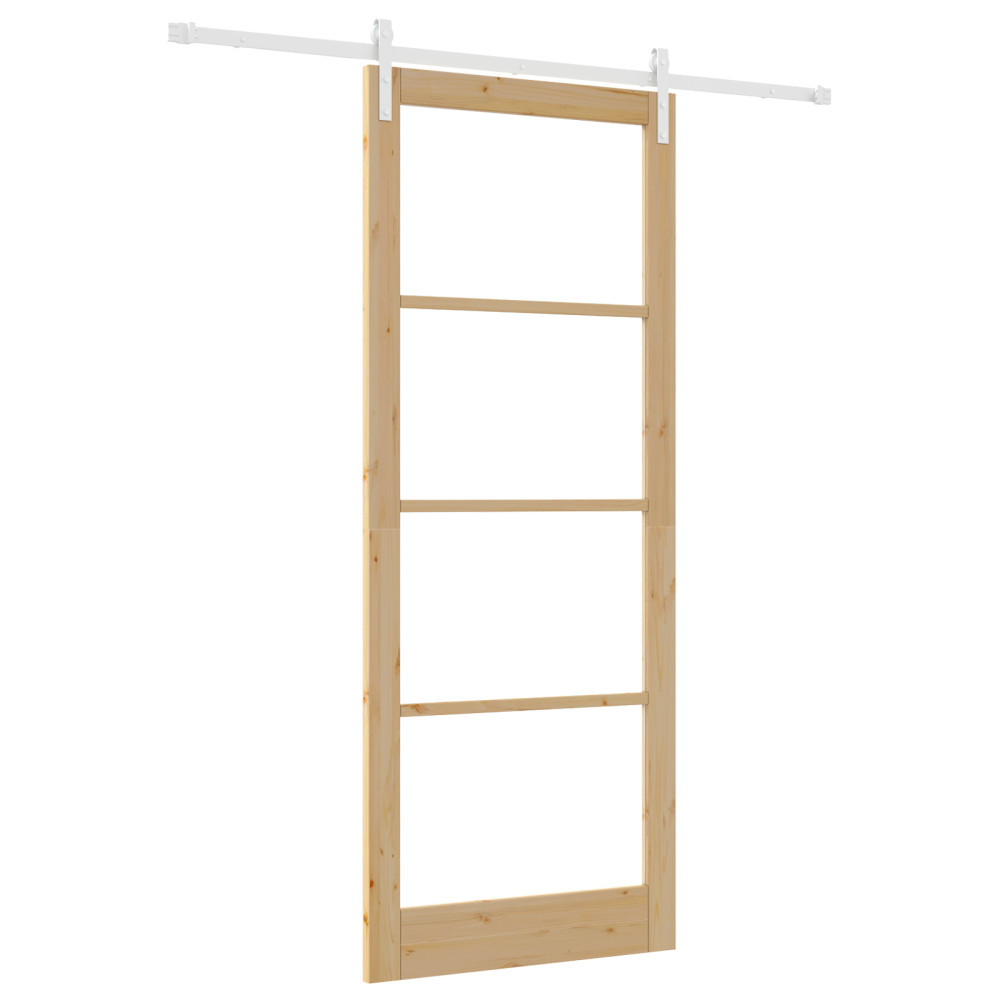 Produktbild för Skjutdörr ORKDAL Naturfärg 93 x 232 cm Massivt tallträ och glas