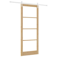 Produktbild för Skjutdörr ORKDAL Naturfärg 93 x 232 cm Massivt tallträ och glas