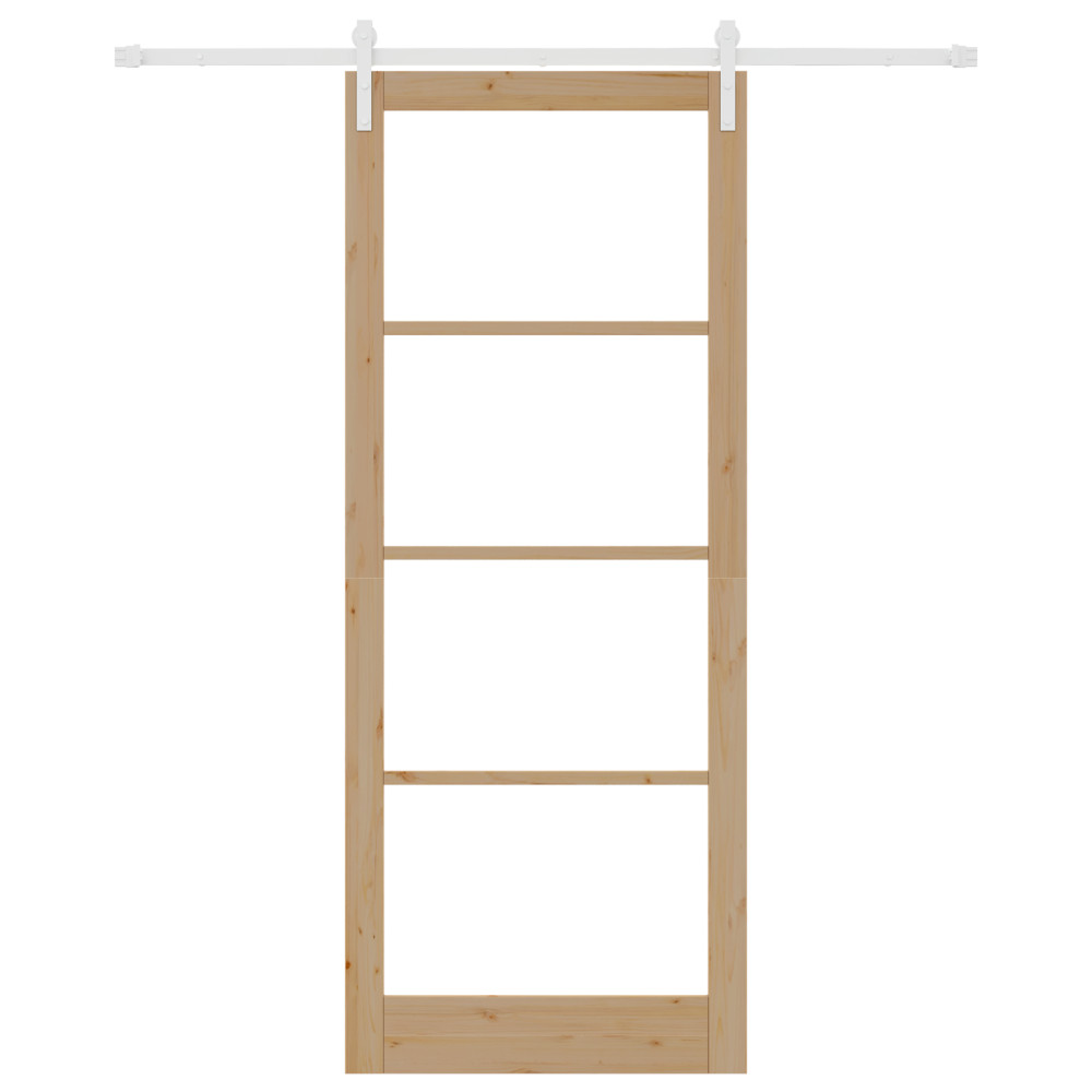 Produktbild för Skjutdörr ORKDAL Naturfärg 93 x 232 cm Massivt tallträ och glas
